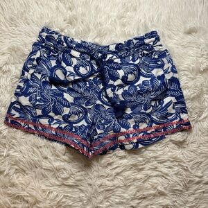 Ann Taylor Loft Shorts Size XS NEW WITH TAGS linen blend floral tassel blue